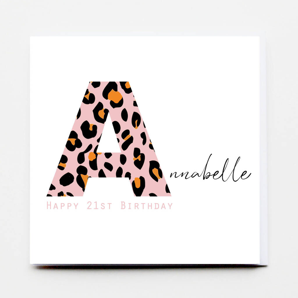 Happy Birthday Initial Leopard Print Greeting Card, 1 of 12