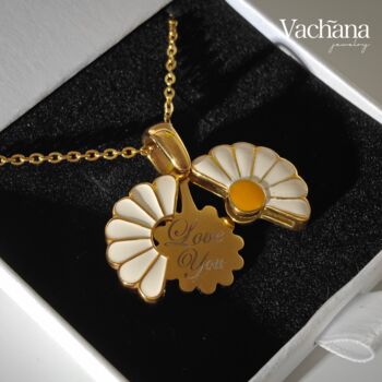 Personalized Open Daisy Pendant Necklace, 3 of 10