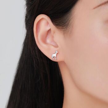 Sterling Silver Tiny Okapi Stud Earrings, 3 of 12