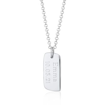 Engraved Sterling Silver Small Tag Necklace, 6 of 6