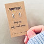 Silver Safety Pin Earrings. Friends Keep Us Safe, thumbnail 1 of 3