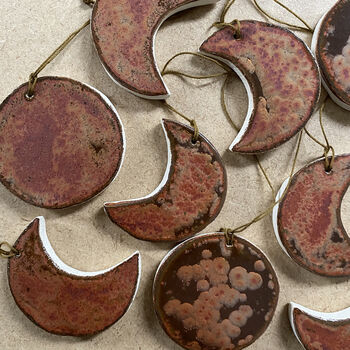 Copper Moon Phase Hanging Ceramic Decorations, 6 of 7