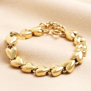 Stainless Steel Solid Heart Chain Bracelet In Gold, 3 of 3