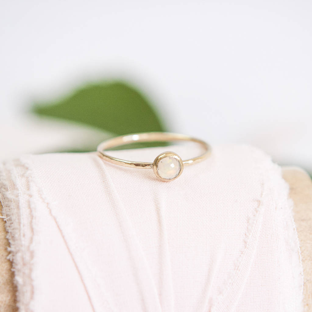 Caspian Ring // Opal And Gold Stacking Ring, 1 of 7
