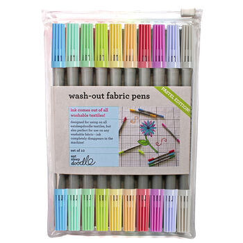 Doodle Wash Out Fabric Pen Set Of 10: Pastel Edition, 2 of 6