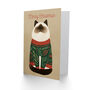 Cute Ragdoll Cat Pet In Festive Sweater Christmas Card, thumbnail 2 of 4