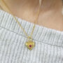 Ribbed Heart Necklace With Birthstone Detail, thumbnail 6 of 10