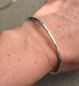 Handmade Sterling Silver Hammered Bangle, 2 of 2