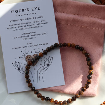 Tiger’s Eye 4mm Bracelet Gift With Pouch And Card, 2 of 4