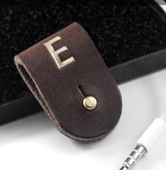 Monogrammed Leather Earphones Holder, 5 of 6