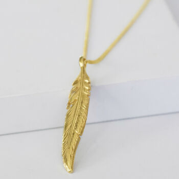 Gold Feather Pendant Necklace, 7 of 7