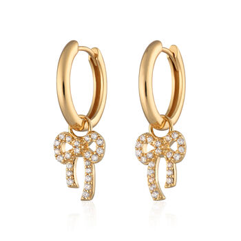 Bow Charm Hoop Earrings, 6 of 6
