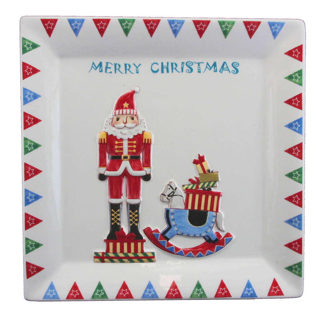 nutcracker santa christmas serving plate by the christmas home