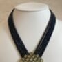 Indian Long Beaded Black Mala Necklace Set, thumbnail 3 of 8