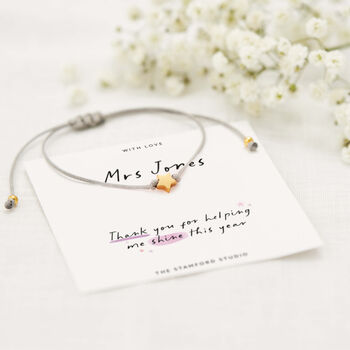 Personalised Teacher Bracelet Thank You Star Gift, 2 of 4