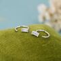 Vertical Baguette Cut Cz Huggie Hoop Earrings In Sterling Silver, thumbnail 1 of 11