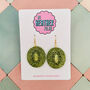Kiwi Glitter Resin Earrings, thumbnail 1 of 4