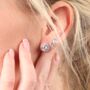 Sterling Silver Halo Radiance Sparkling Stud Earrings, thumbnail 4 of 12