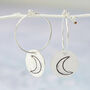 Sterling Silver Circle Crescent Moon Large Charm Hoops, thumbnail 2 of 3