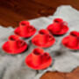 Set Of Six Porcelain Espresso Cups And Saucers Set Red, thumbnail 5 of 6