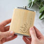 Personalised Sideways Bridesmaid Bamboo Hipflask, thumbnail 2 of 4