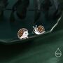Mismatched Hedgehog And Snail Stud Earrings In Sterling Silver, thumbnail 6 of 11