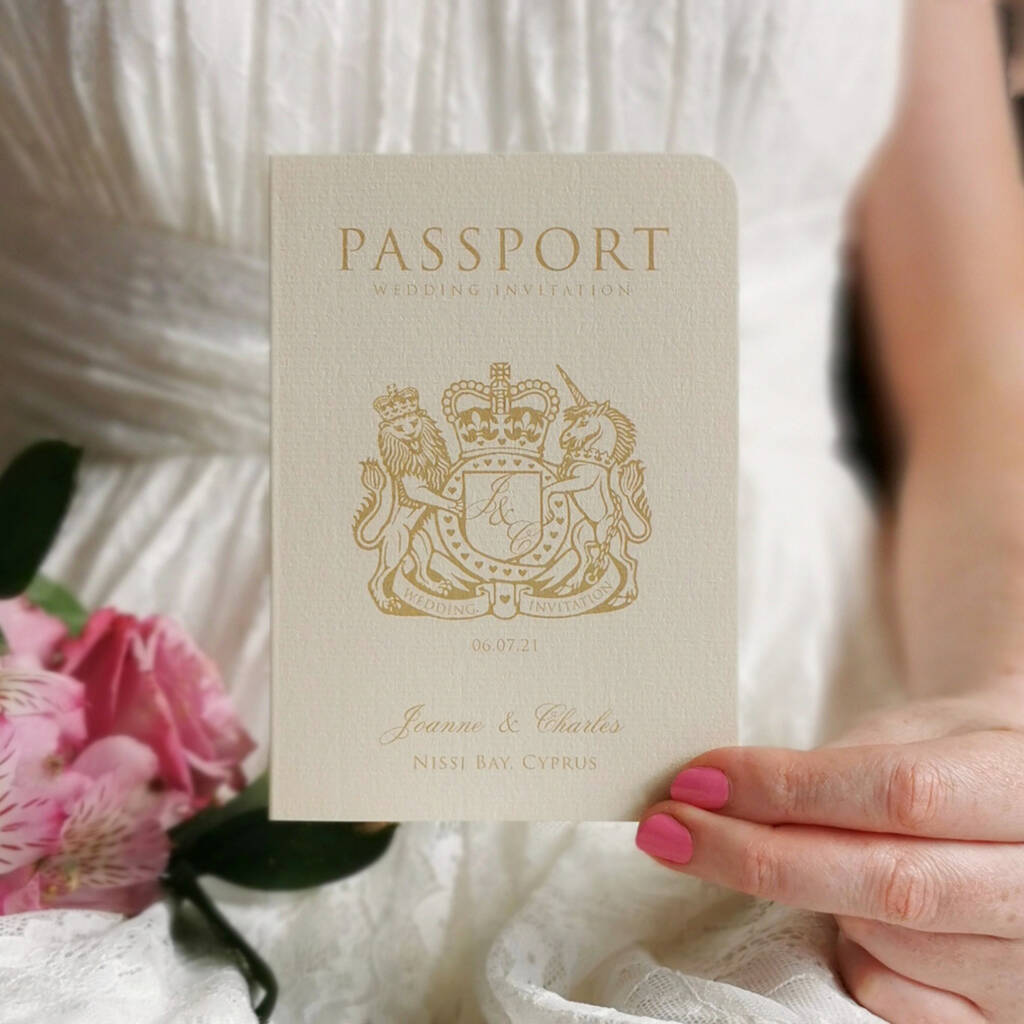 Passport To Love Travel Card Style Wedding Invitation, 1 of 5
