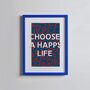 Navy ''Choose A Happy Life' Motivational Typography Print Wall Art Print | Digital Download, thumbnail 2 of 5