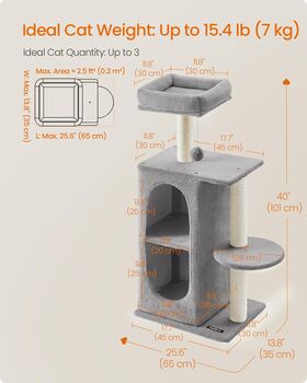 Cat Tree Tower Two Caves Scratching Posts, 2 of 7