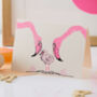 Flamingo Hand Screen Printed New Baby Card, thumbnail 1 of 4