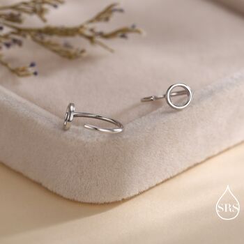 Tiny Circle Huggie Hoop Earrings In Sterling Silver, 4 of 11