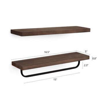 Pack Of Two Wood Floating Shelves For Bathroom Kitchen By Momentum