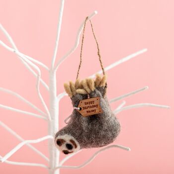 Personalised Felt Sloth Decoration, 2 of 6
