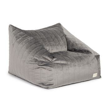 Slate Grey Velvet Beanbag Chair, 2 of 3