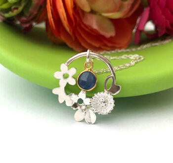 February Birthstone And Flower Sterling Silver Necklace, 2 of 9