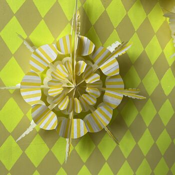 Yellow And White Stripy Paper Fan Decoration Kit, 2 of 5
