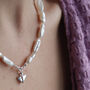 Pearl Necklace With Sterling Silver Heart Clasp, thumbnail 1 of 6