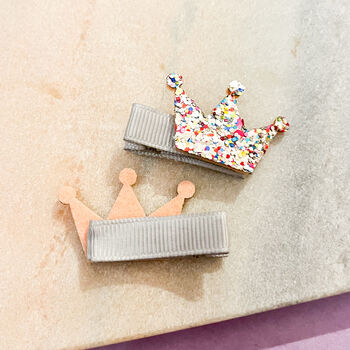 Princess Glitter Crown Hair Clip Set, 2 of 2