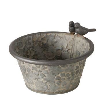 Zinc Bird Bath Planter With Birds, 5 of 5