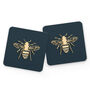 Gold Lux Bee Teal Green Drinks Coaster, thumbnail 1 of 3