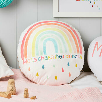Children's Personalised Watercolour Rainbow Cushion, 3 of 4