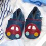 Dotty Fish Red Car Soft Leather Baby Shoes With Barefoot Soles, thumbnail 1 of 8