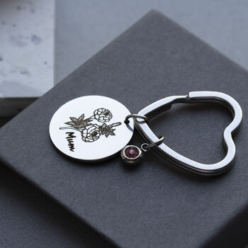 Personalised Birth Flower Birth Stone Keyring, 2 of 12