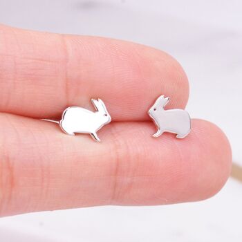 Sterling Silver Bunny Rabbit Stud Earrings, 2 of 9