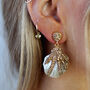 Diamanté Natural Pearl Oyster Shell Earrings, thumbnail 2 of 4