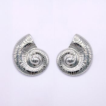 Textured Spiral Shell Oversized Stud Earrings, 3 of 5