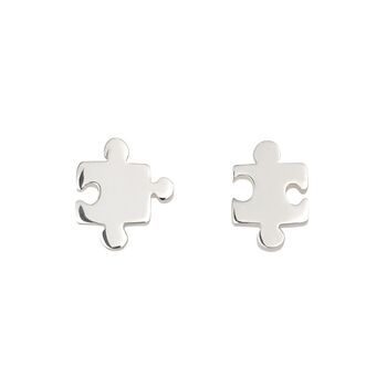 Sterling Silver Jigsaw Stud Earrings, 5 of 5