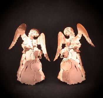 Copper Cello Playing Angel Tree Topper, 2 of 6