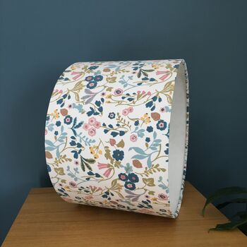 Ashbee Teal Blush Pink Floral Drum Lampshade, 3 of 9