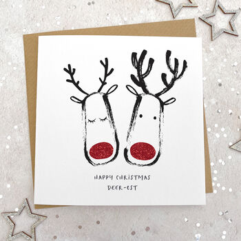 Bespoke Glittery Reindeer Christmas Cards X 10, 3 of 3